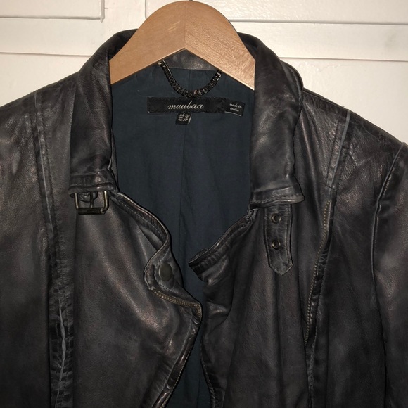 Black distressed leather jacket - Picture 4 of 7